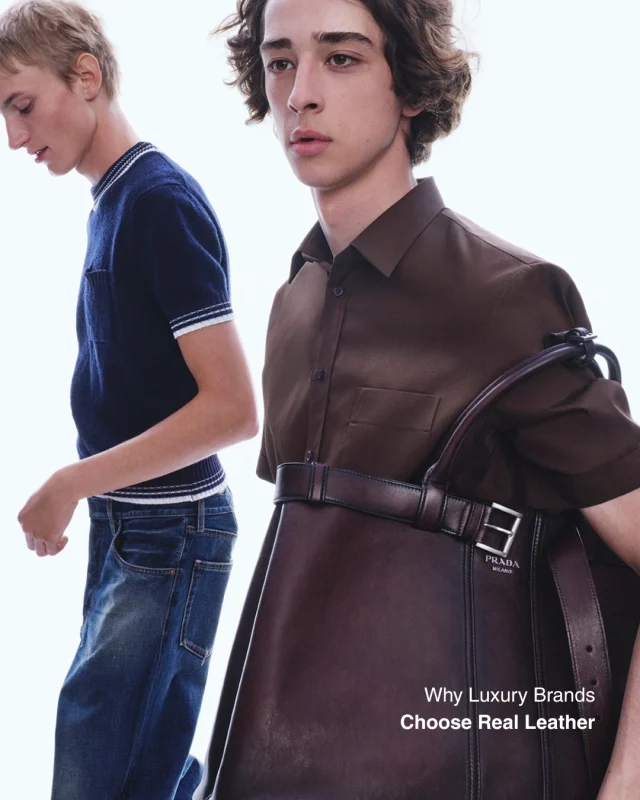 Why do luxury brands still choose leather?

Because it lasts, performs and ages with character. Every hide is unique, and its sustainability, durability and craftsmanship create a material that synthetics cannot replicate.

Prada’s Winter Campaign showcases the beauty and individuality of leather. Its premium quality is why luxury brands choose real leather, delivering the performance and style consumers expect.

#RealLeatherStayDifferent #LuxuryFashion #SustainableStyle #LeatherInnovation #PradaFW25 #TimelessDesign #SlowStyle #FashionWithPurpose